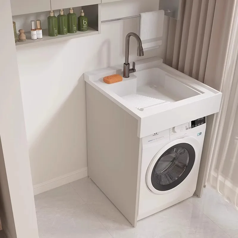 Laundry cabinet small apartment balcony integral washing machine significant other cabinet combination integrated basin