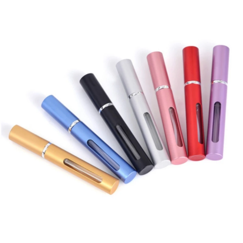 1PC 5/10ml Portable Perfume Bottle Refillable Metal Spray Pump Aluminum Empty Glass Atomizer Travel Women Cosmetic Containers