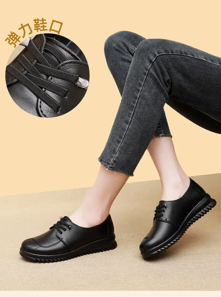 Leder Damenschuhe lässig Slipper Slipper Mutter Freizeit schuhe schwarz Mokassins Turnschuhe bequeme flache Schuhe Zapatos Mujer – Detail 7