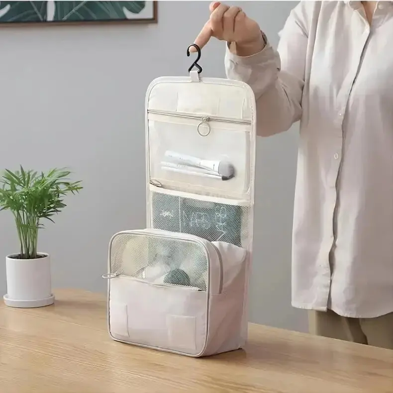 Description Picture 2 of itemPortable Travel Toiletry Bag, Waterproof Hanging Storage Bag, Mesh Pockets Hook Cosmetic Bag, Travel Accessories,Makeup Bags
