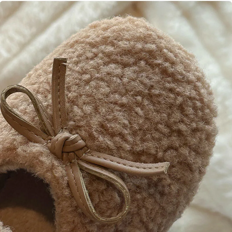 Kids Shoes Winter Toddler Girls Fashion Princess Bowtie Flats Baby Boys Brand Loafers Children Cute Warm Fur Non Slip Soft Sole