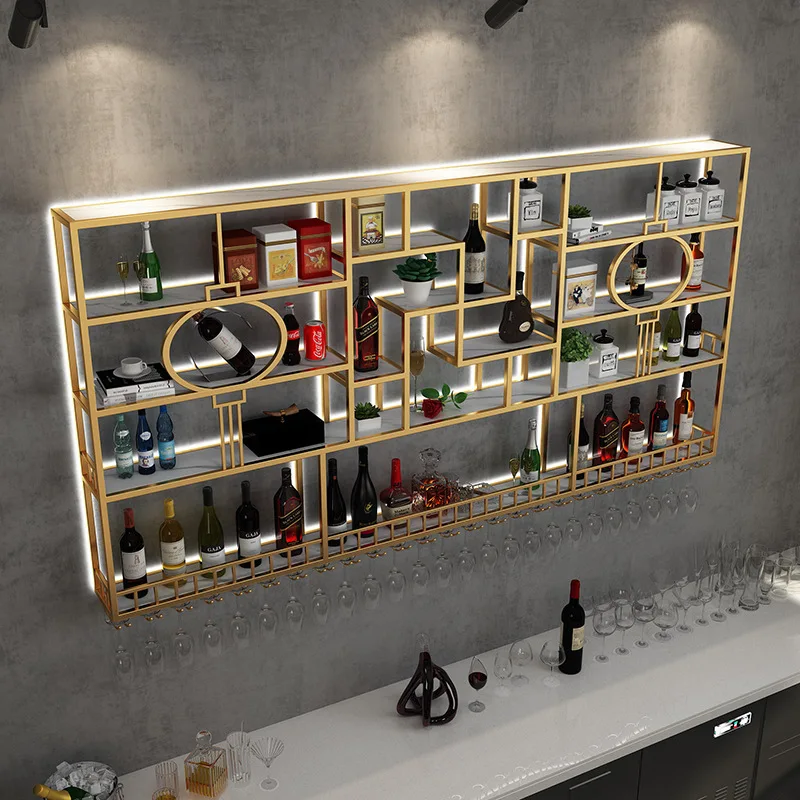 

Showcase Furniture Coffe Bar Organizer Wall Wine Shelf Cabinet Living Room Craft Organization Storage Glass Display Corner Home