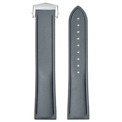 Universal Quick Release FKM Rubber Watch Strap - Premium Soft, Perfect Fit, Flat End - 22mm (Grey)