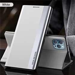 Luxury Ultrathin Flip Leather Case with Bracket Cover - Galaxy A21s (White)