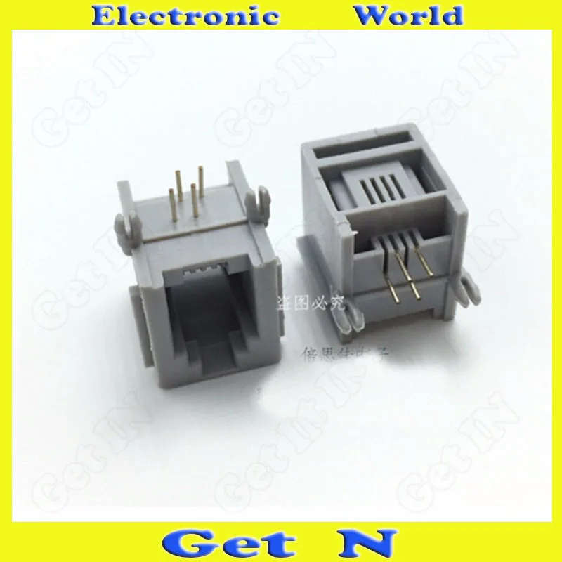 

100pcs RJ11 Socket 4P4C RJ9 Headphone Connectors 90Degree