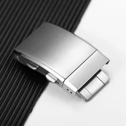 Luxury Adjustable Folding Watch Buckle with Premium Metal Button (Silver - 18mm)