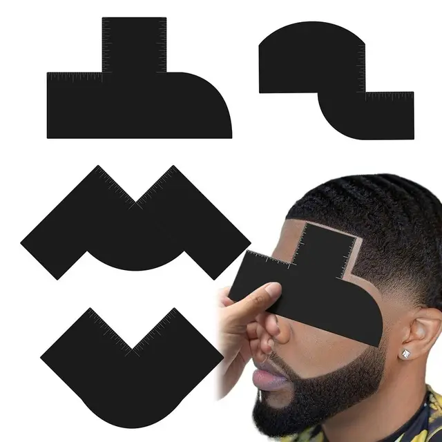 Outil de barbier réutilisable pour l'amélioration de la couleur, facile à nettoyer, avec mesure, pour aligner la barbe et marqueur de ligne de cheveux noir pour le coiffage 1