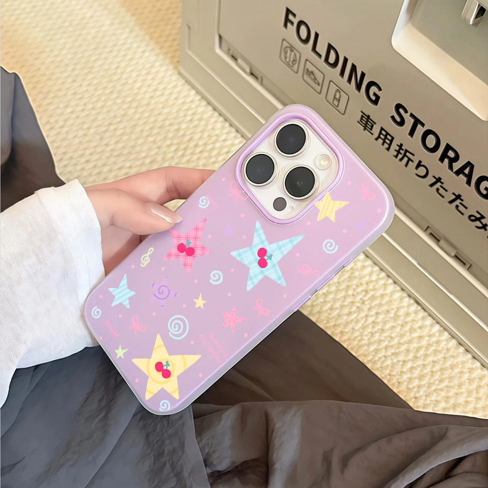 Gingham Checkered Stars Jelly Soft Phone Case with Daisies Cover