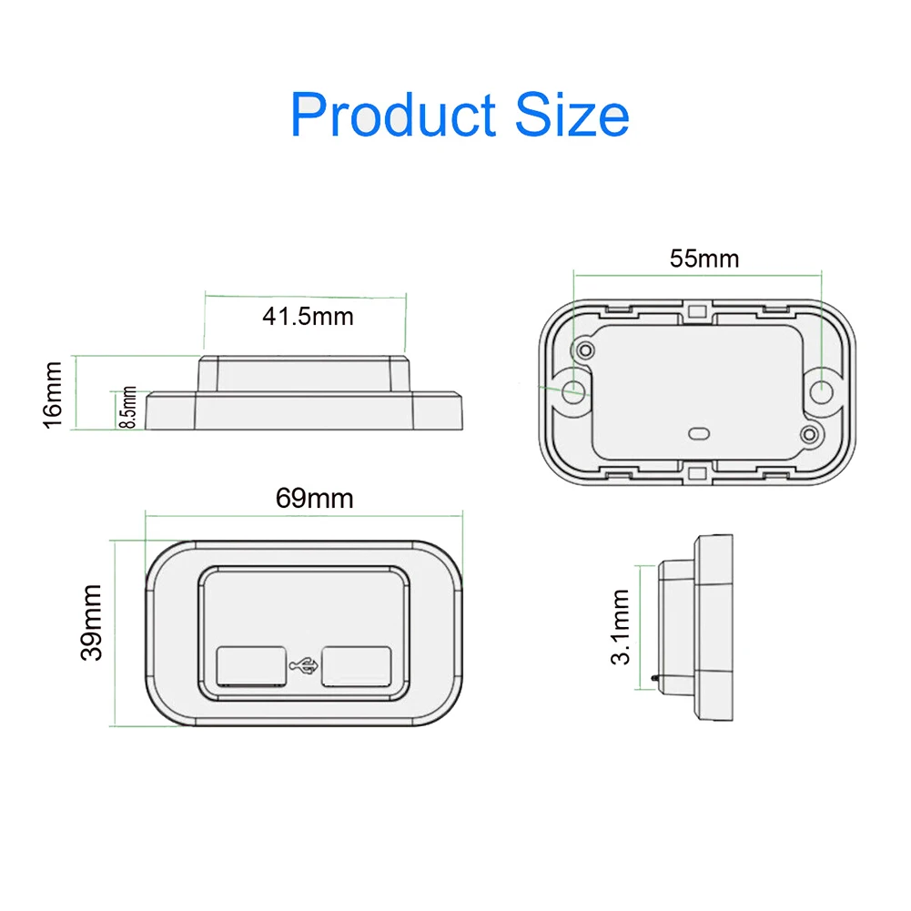 

12V-24V Dual USB Port Interior Fast Charger Socket Power Outlet Panel Motorcycle RV Car QC3.0+QC3.0 Auto Parts