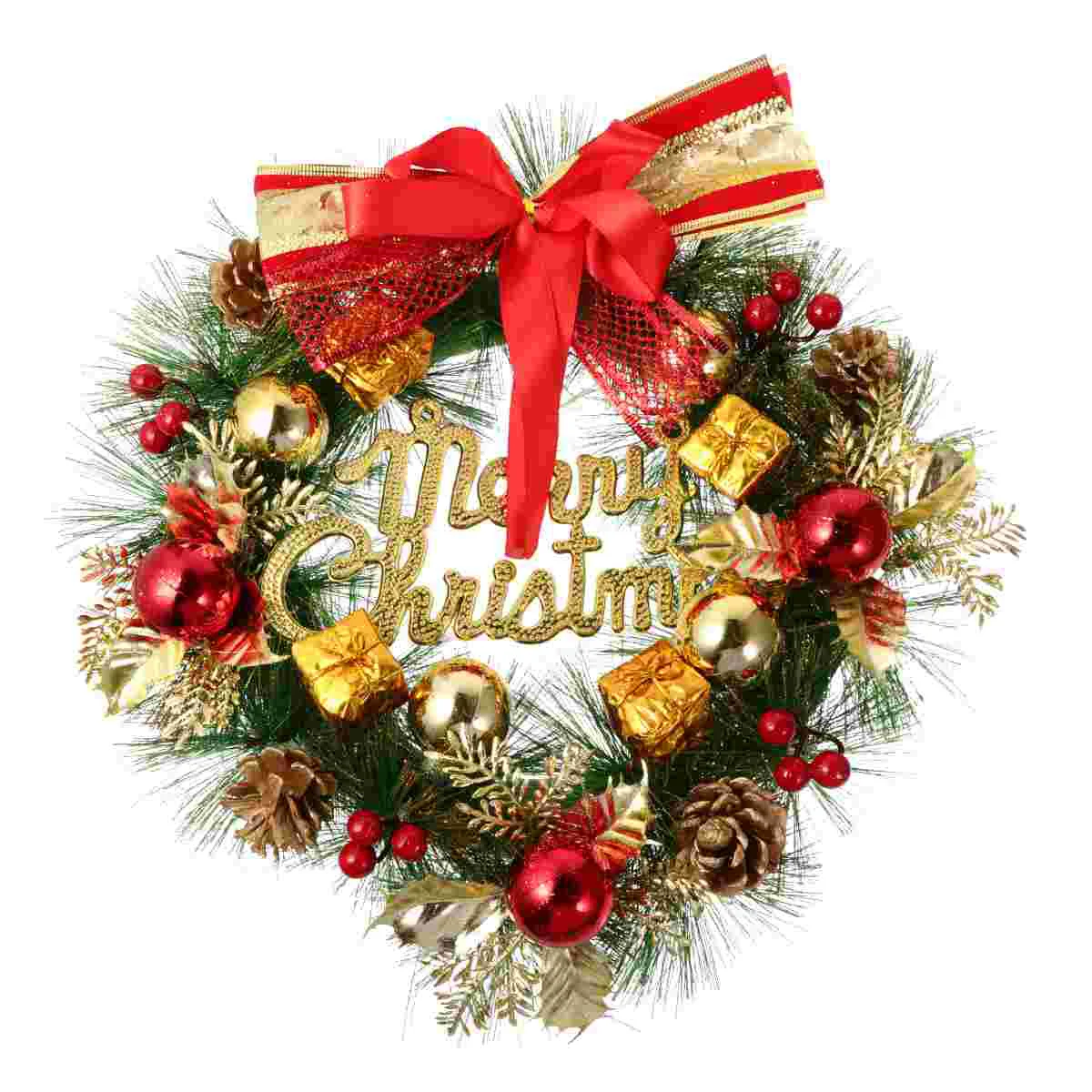 

Christmas Wreath Window Trim Simulation Flower Decor Pendant Home Accessory Outdoor Adornment Party Plastic Garland Hanging