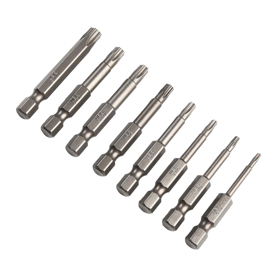 T50 Torx-Bit-Set – 8-teilig, Mit 6-Punkt-Stern Und Sechskantschaft Für Schraubendreher & Bohrer