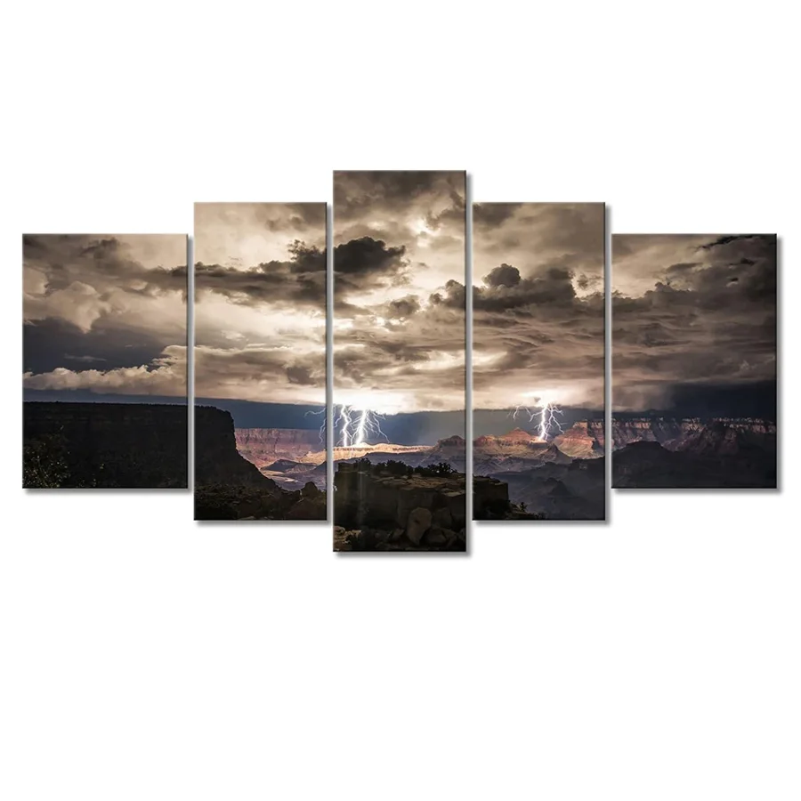 Fulmini Colpisce Nel Grand Canyon Dark Cloud Immagini Pittura Diamante Punto Croce Diamante Ricamo Mosaico 5 Pezzi Decor