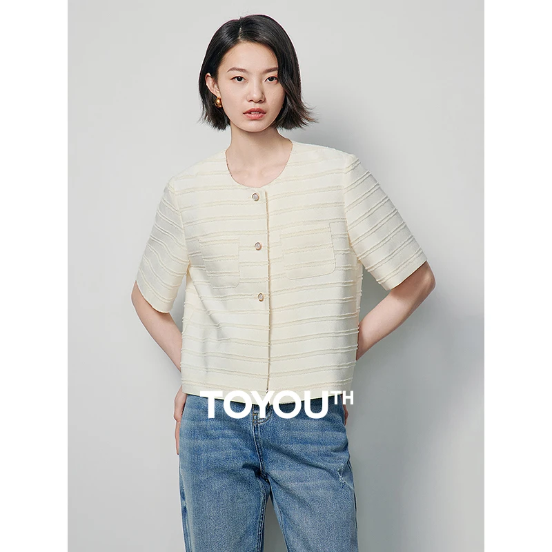 

Женская твидовая Базовая куртка TOYOUTH, офисная одежда, укороченный пиджак, пальто, весна 2024