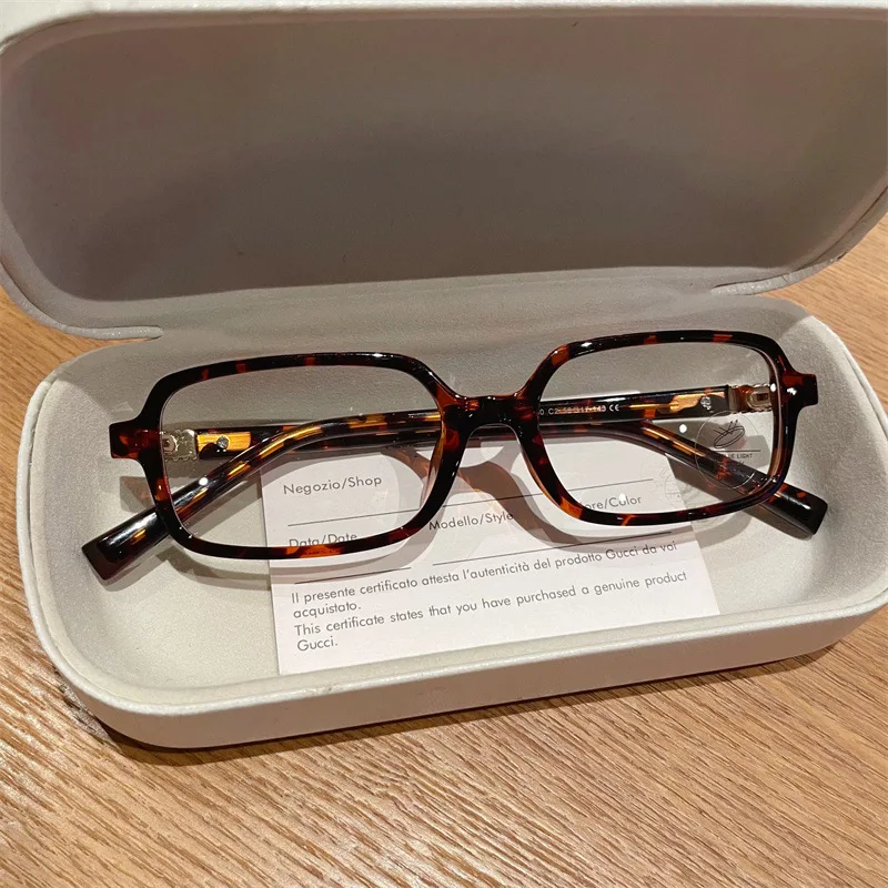 1/2 Stück Myopie-Brille, Schildpatt, schwarze Anti-Blaulicht-Rechteckbrille, flache Lichtbrille, die während der Arbeit getragen werden kann – Detail 13