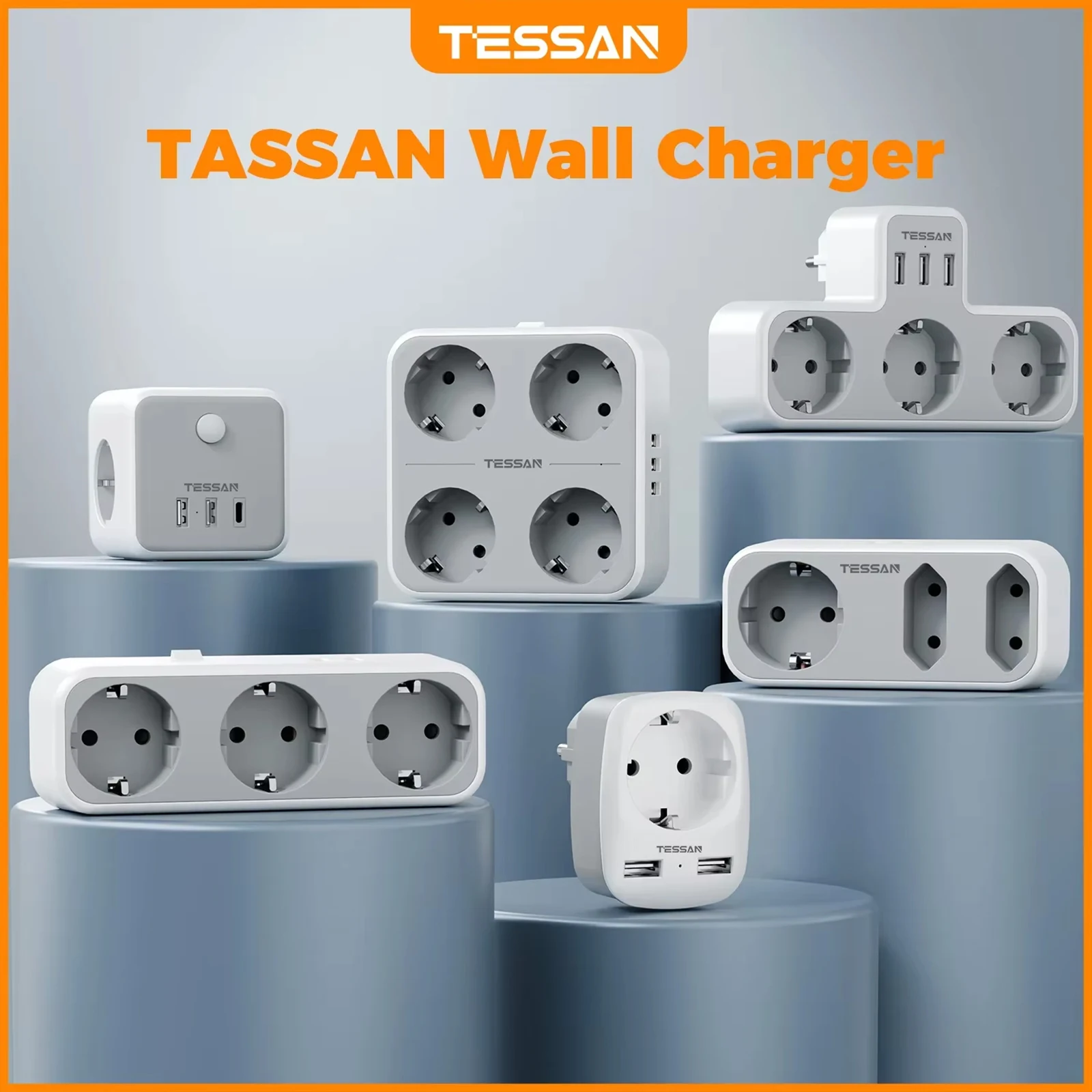 Power Strip TESSAN Multi Outlets Wall Power Strip USB Ports EU KR Multiple Wall Socket Power Adapter Overload Protection Home