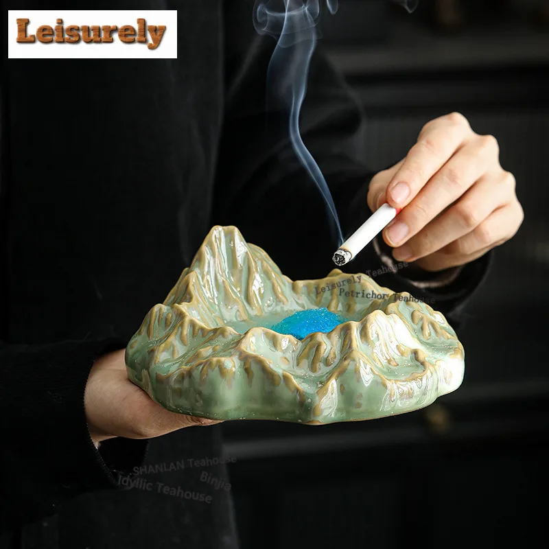 Wanli Mountains And Rivers Starry Sky Ashtray Traditional Smoking Steamers Ash Tray Weed Smoking Teaset Gift Accessories Craft