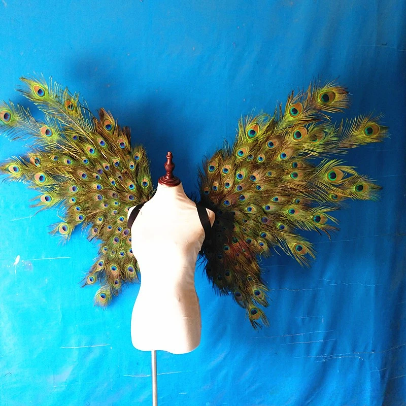 

Nightclub Catwalk Model Dance Party photo studio deco wear cosplay wing free shipping Luxury Peacock feather wings