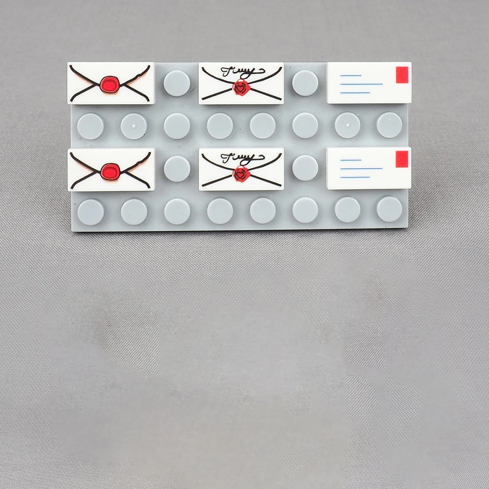 MOC 10PCS 인쇄 3069 봉투 패턴 빌딩 블록 키트 우체국 사서함 장비 벽돌 입자 교육 장난감 선물
