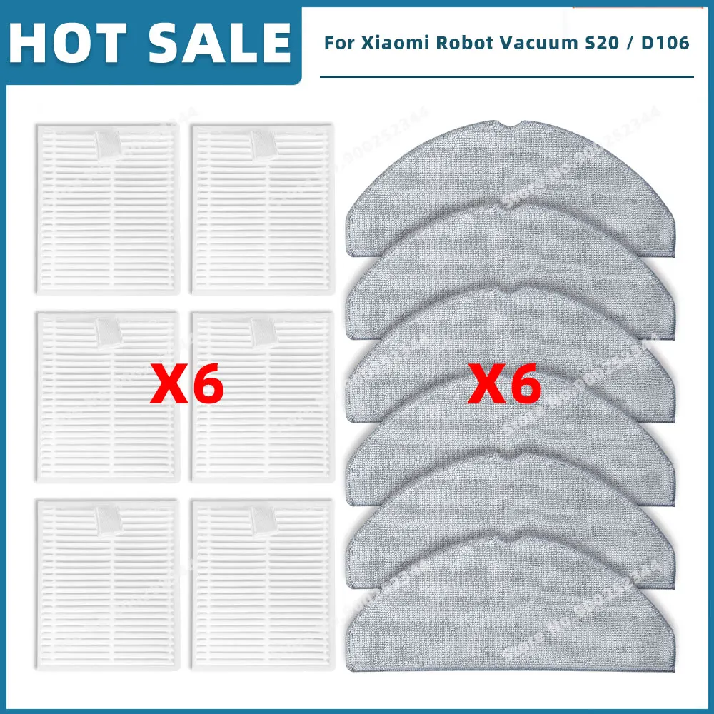 Kit Di Ricambio Per Xiaomi Robot Vacuum S20+ / S20 Plus (B108GL): Spazzola Principale, Laterale, Filtri Hepa (12 Pezzi) E Panno In Microfibra