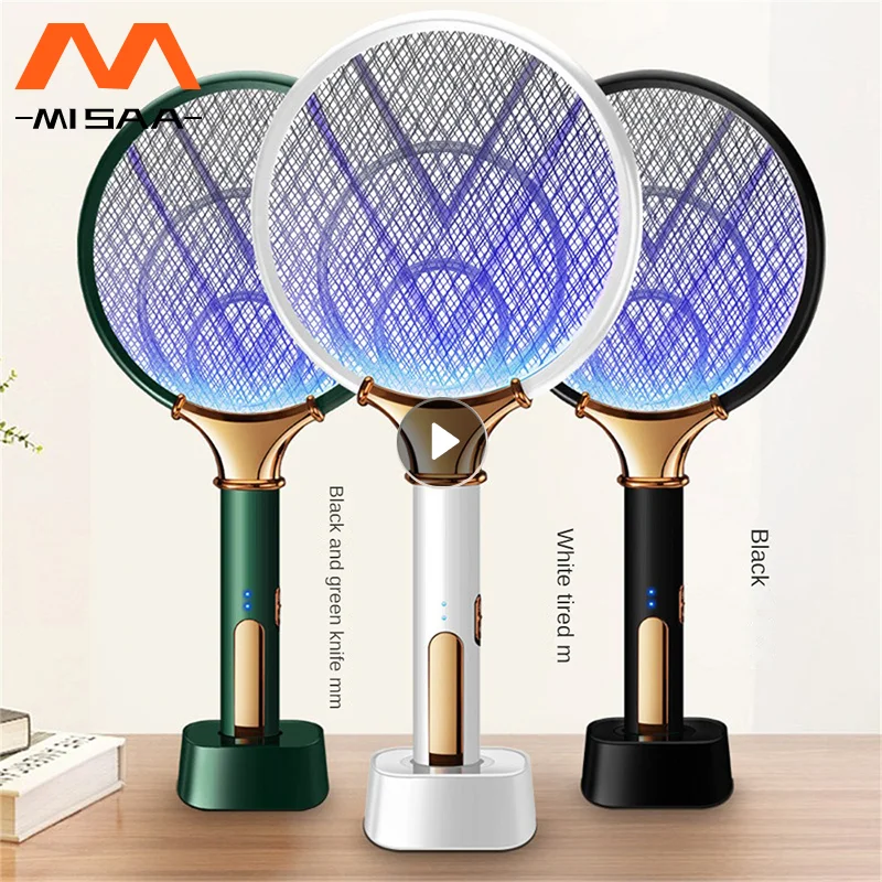 

Electric Mosquito Killer 2 In 1 Fly Swatter Trap Electric Mosquito Swatter USB Rechargeable Mosquito Racket Fly Zapper For Home