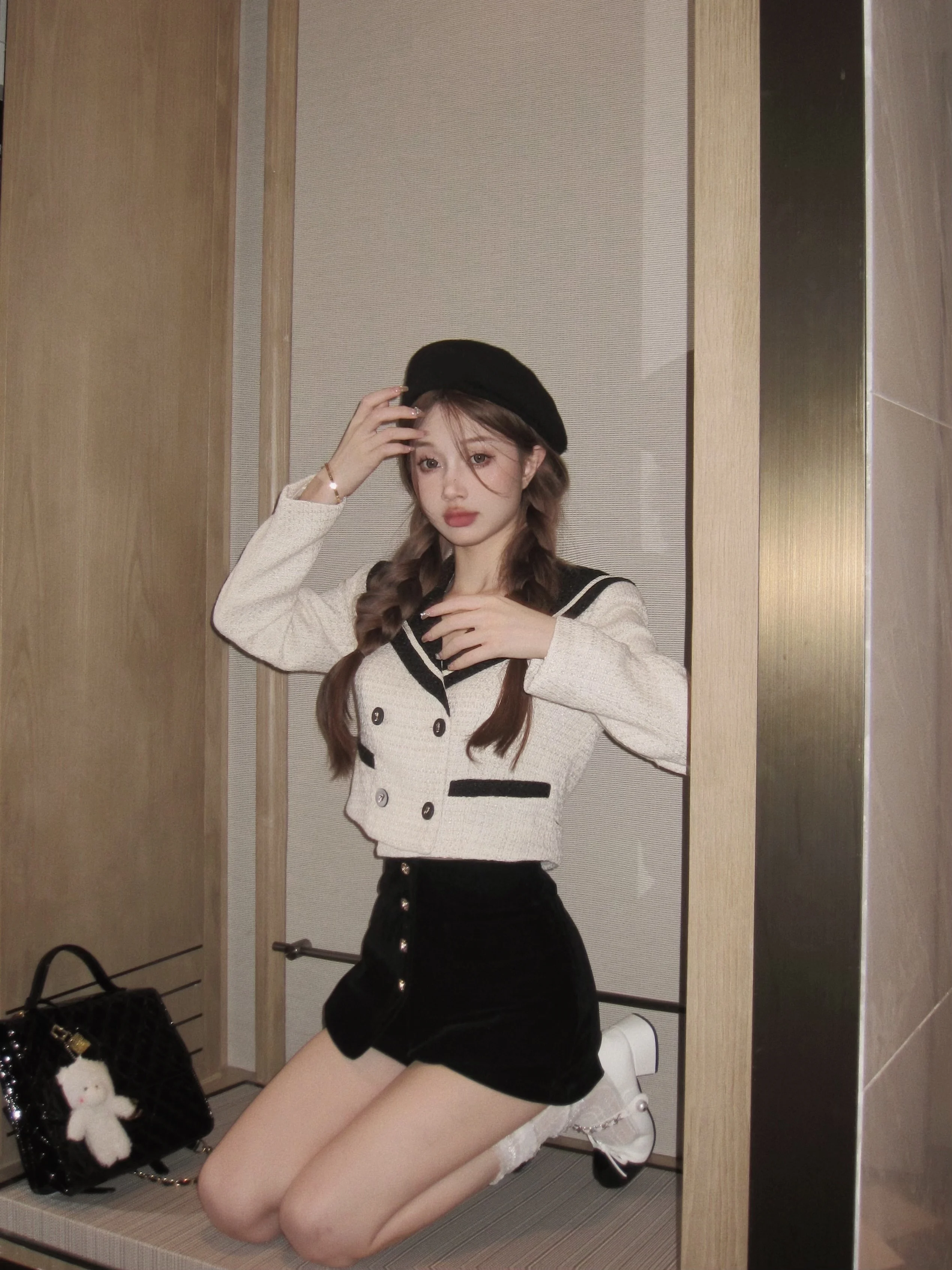 원피스세트 여성용 빈티지 분위기 있는 하이 스플릿 롱 드레스, 가슴 감싸기, 섹시한 패션, 우아한 할로우 세트, 다크 그린, 8879, 여름 신상 9 홍콩 풍미 프레피 세일러 칼라 슬림 핏 긴 소매 짧은 최고 여성 가을 높은 허리 시스 슬리밍 짧은 드레스 세트 트렌디