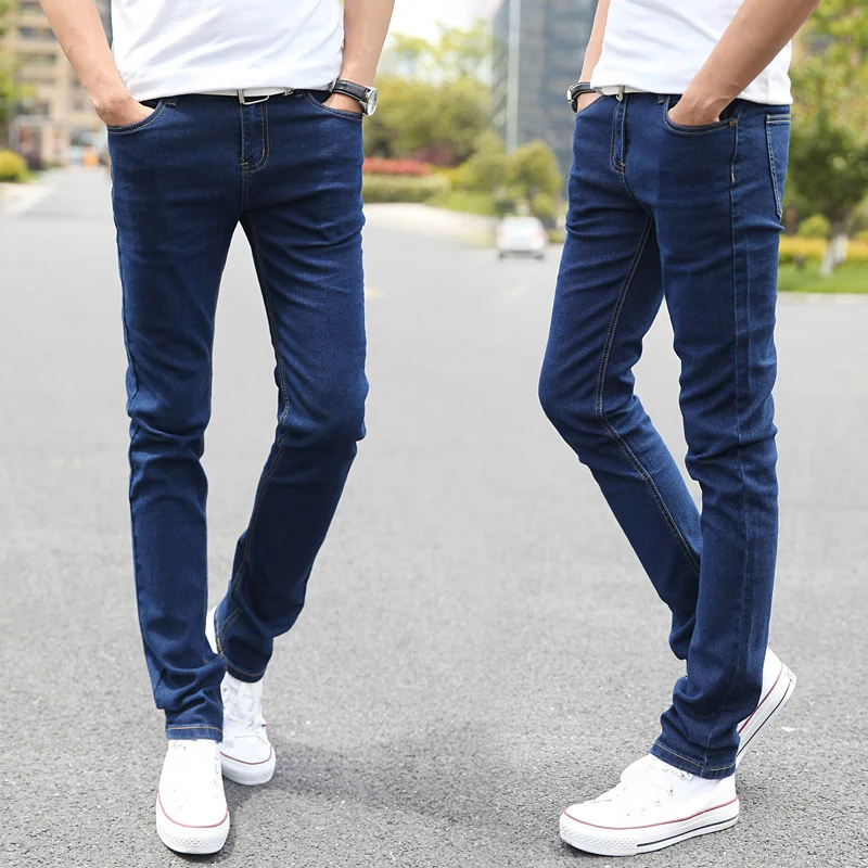 Men\'s Slim Little Feet Elastic Baggy Jeans Korean Fashion Streetwear Cargo Denim Pants Men Clothing