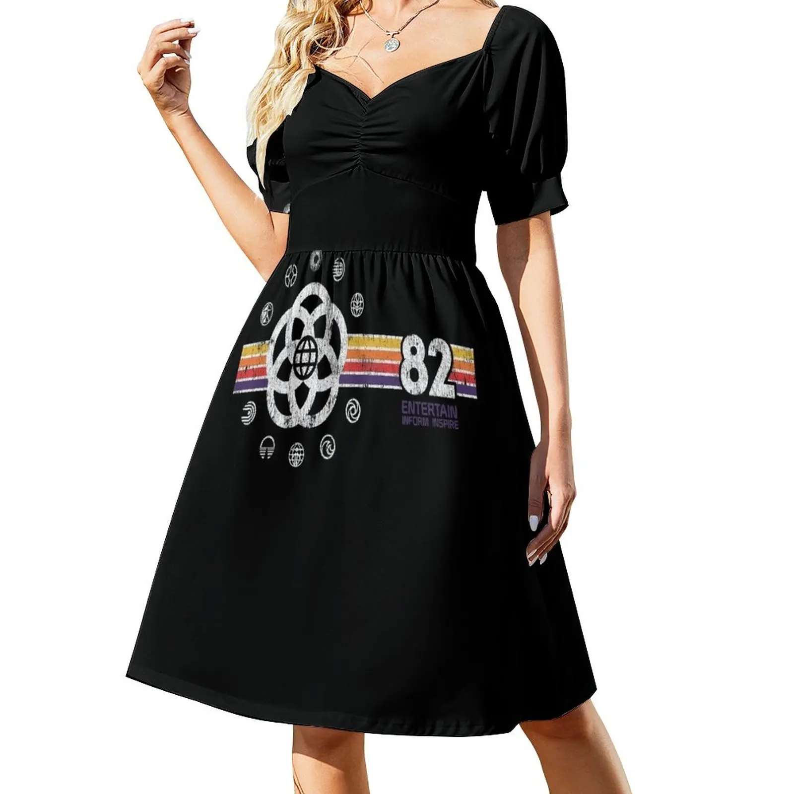 

EPCOT, винтажное стильное платье без рукавов с логотипом павильона, женская одежда, корейское стильное сексуальное платье