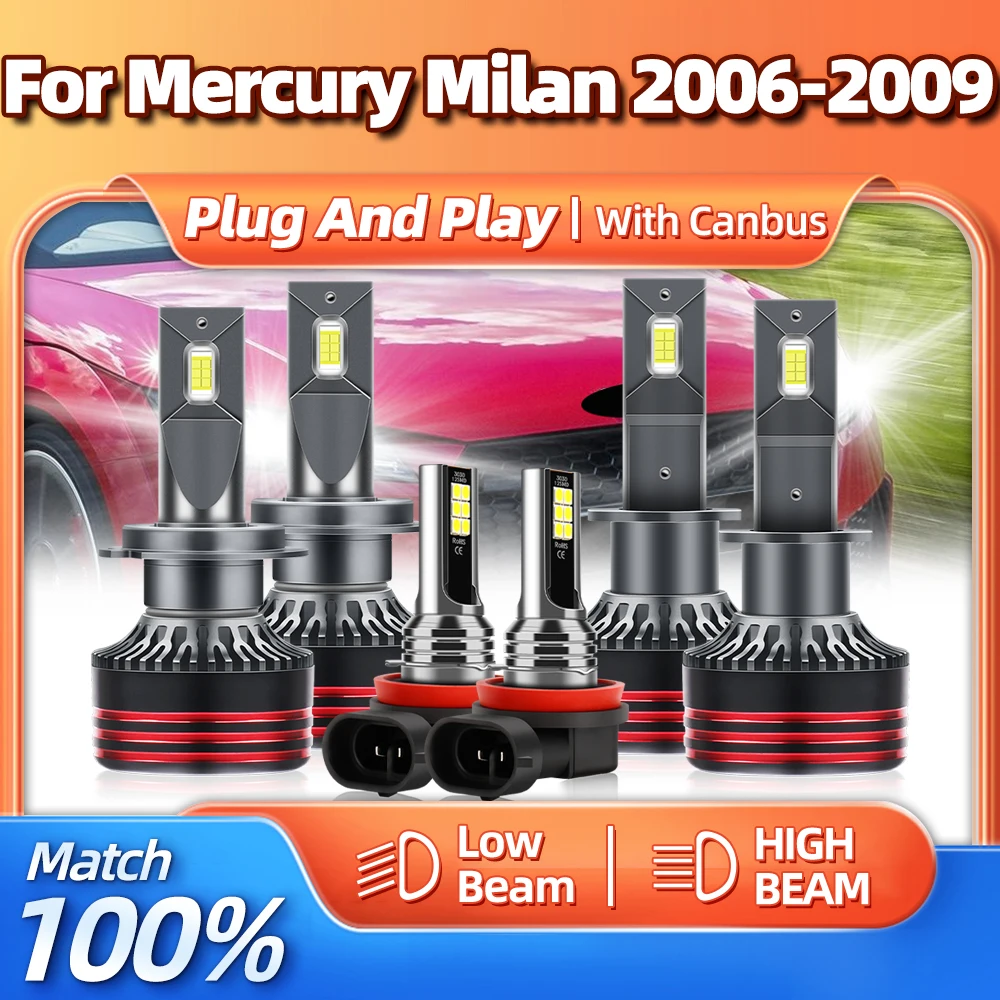 

Canbus LED Headlight Bulbs 60000LM Car Headlamps 12V Turbo Auto Fog Lights 6000K White For Mercury Milan 2006 2007 2008 2009