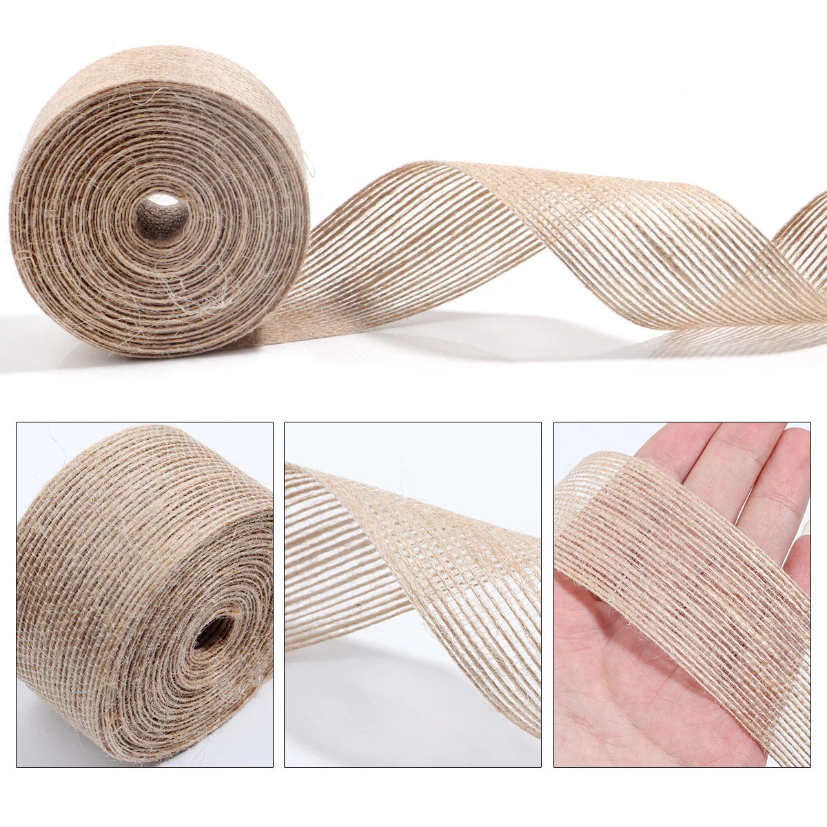 1–10 m Jute-Sackleinenband, Vintage-Stil, schlichtes Leinenstoffband für Hochzeiten, Partys, Weihnachtsdekoration, DIY-Blumenstrauß, Geschenke, Verpackung – Detail 10