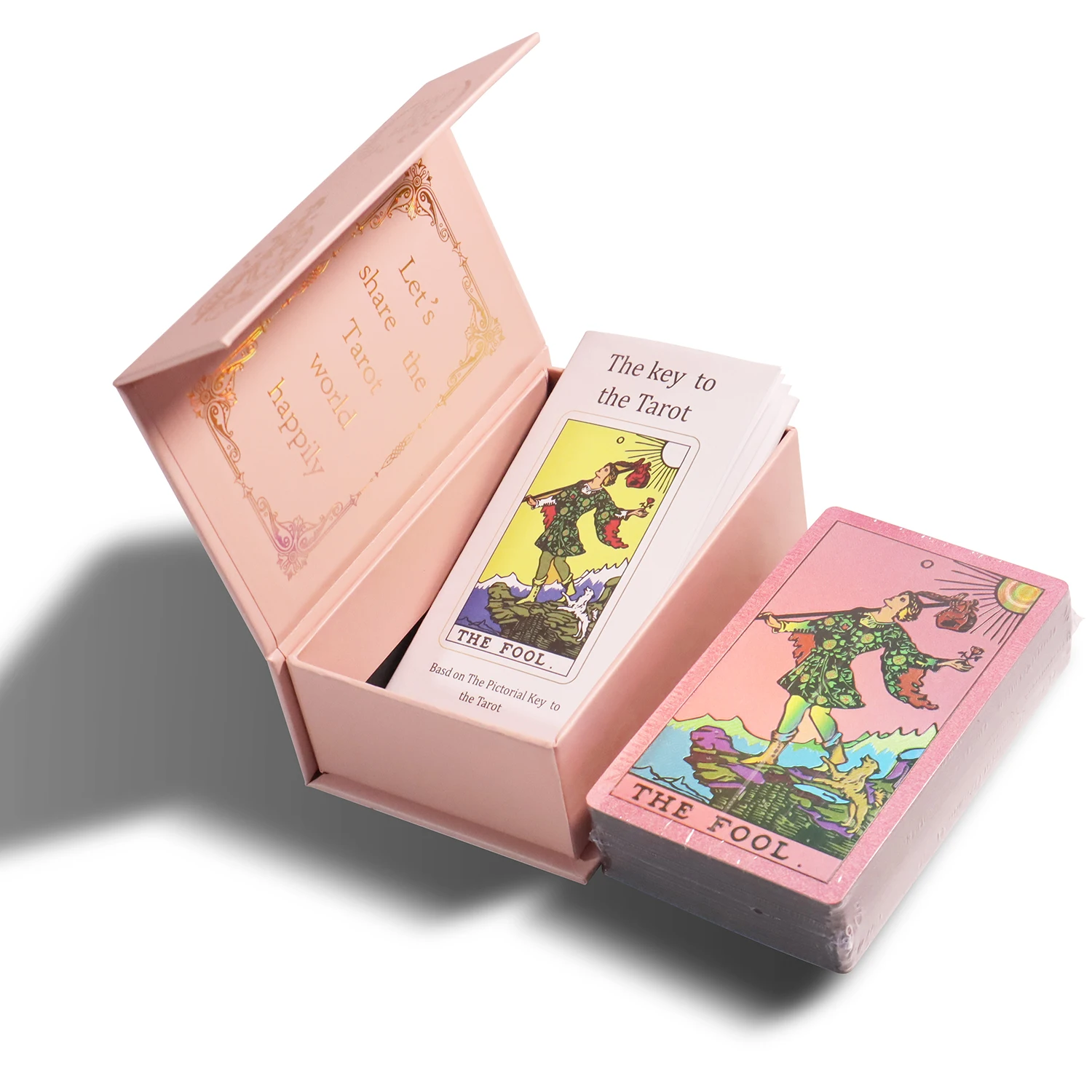 

78 Tarot Cards Deck PVC Waterproof Wrinkle Resistant Foil Tarot Cards with Guidebook Fortune Telling Game Card Divination (Pink)