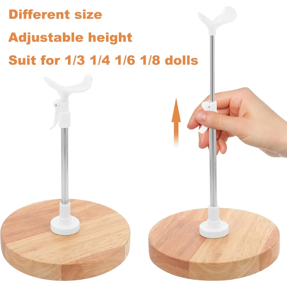 Wooden Doll Display Stand Solid Wood Standing Holder 1/3 1/4 1/6 1/8 Dolls Support Frame Accessories Adjustable Wooden Doll Rack 3