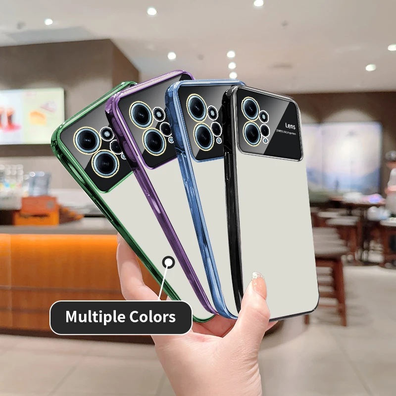 Per Xiaomi Redmi Note 12 4G Custodia Clear 6D Placcatura Luxury Large Window Lens Film Soft Silicone Cute Phone Cover Redminote124G