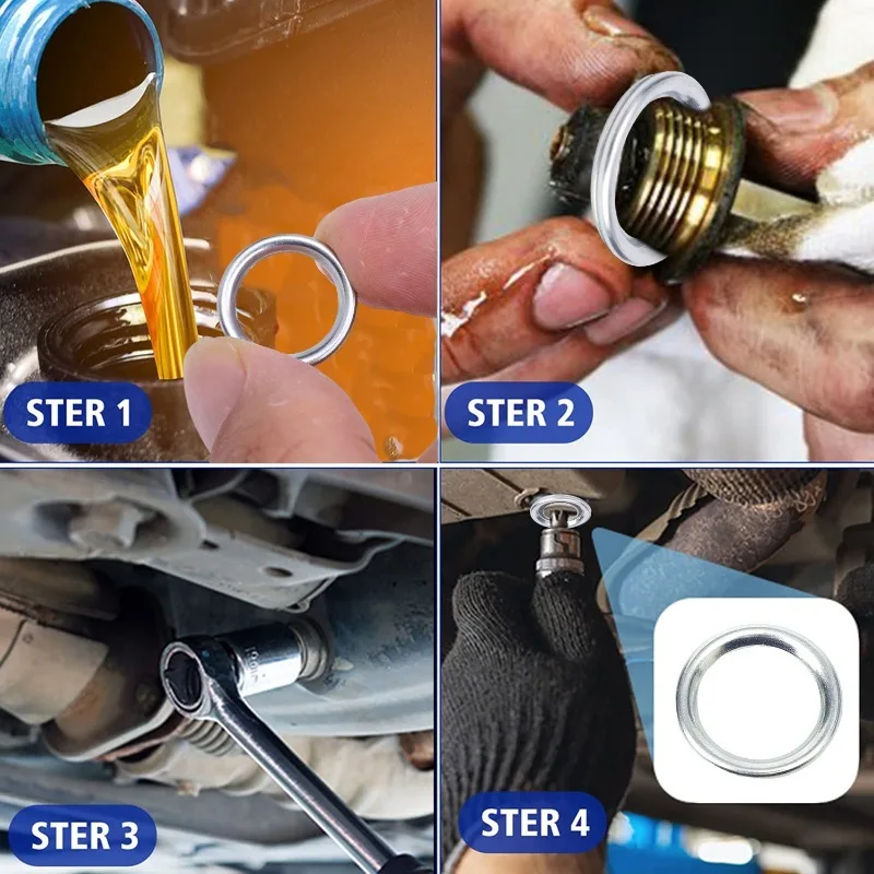 10Pcs For Hyundai Volvo Mitsubishi Oil Drain Plug Gasket 14mm Car Sealing Oil Drain Plug Auto Replaceable Accessories MD050317 Oil Drain Plug Gasket Oil Drain Plug Seal Washer