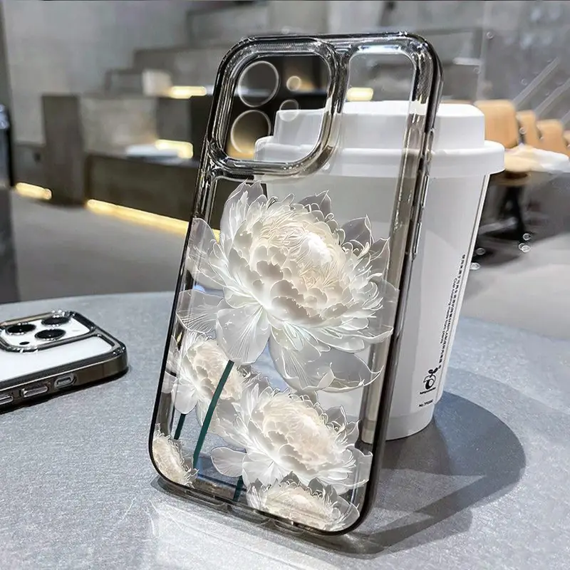 Flower Phone Case For iPhone 16 15 13 11 14 12 17 Pro Max 16E XS XR 7 8 Plus SE Shockproof Transparent Cover Silicone Soft Funda - Image 2