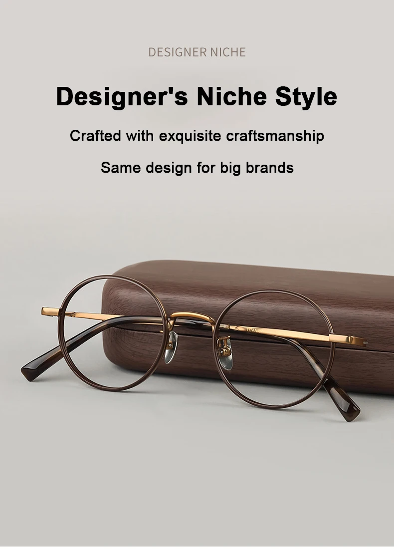Marke Designer Nische Design Retro Luxus Ultra-licht Reinem Titan Brille Rahmen Kleine Gesichter Oval männer Und frauen brillen – Detail 1