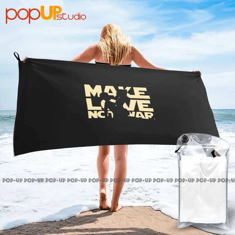 Make Love Not War Heart Peace Happy Quick Dry Towel Large Swimming No Fading Good Quality