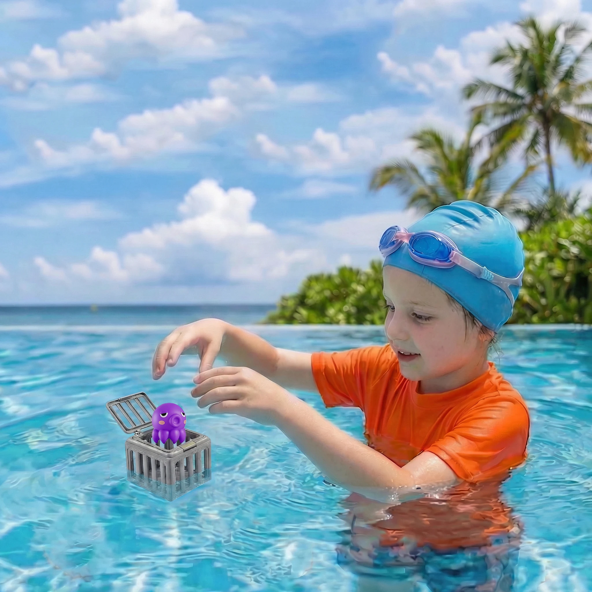 Toddler Bath Toy Play Set W/ Fish Box Floating Animals Water Swimming Dive Pool Game For 1 2 3 4 Years Old Boys Girls_voghion.com