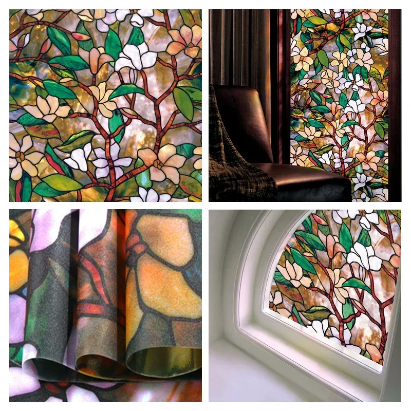 Window Privacy Film Adhesive Film Static Clings 3D Decorative Flower Window Stained Vinyl Glass Christmas Sticker window privacy film window film window sticker