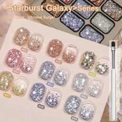 Starburst Galaxy Series Glitter Gel Nail Polish - 9 Vibrant Colors, UV LED Compatible, Semi - Permanent Soak Off (Baoshan Xinghe)