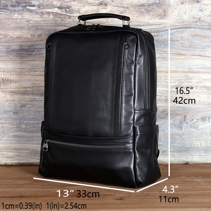 Men's Leather Backpack Large Capacity Fashion High-Grade Business 15 inch Computer Bag Bag Cowhide Travel Bag 6