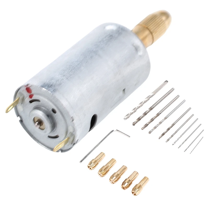 Mini Set Di Punte Per Trapano Elettrico A Mano Dc 12V Motor 0.5-3Mm Hss Twist Drill Bit Con 5 Pinze Per Mandrino Adatto Per Sega A Tazza Di Perforazio