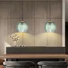 Nordic Glass Pendant Light Green Leaf Pattern Lighting For Living Room Dining Room Hotel Study Bedroom Indoor Decorative Fixture 3