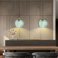 Nordic Glass Pendant Light Green Leaf Pattern Light 3