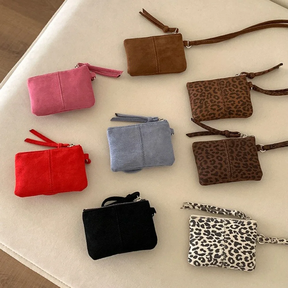 Leopard Print Suede Coin Purse Portable Lipstick Key Bag Women Shoulder Bag Mini Storage Bag Small Wallet Travel Mini Purse 2026