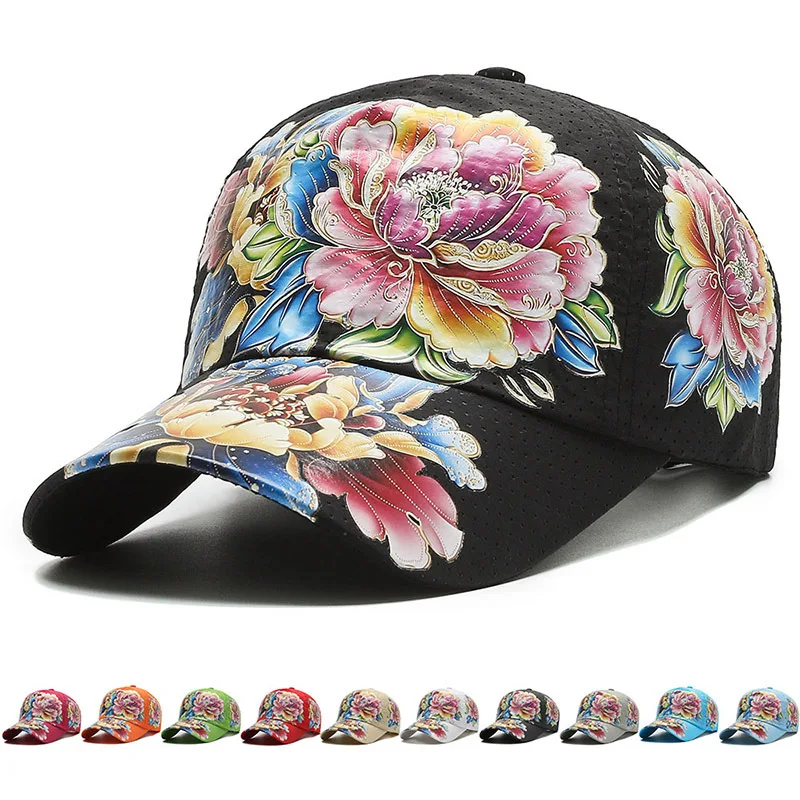 Vintage Baseball Cap With Ethnic Print For Men And Women_voghion.com