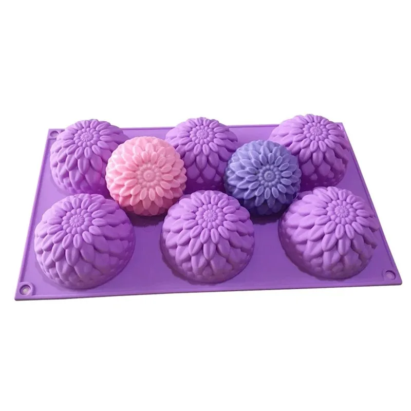 3D Chrysanthemums Soap Mold Flowers Silicone Moulds Candle Molds Sunflower Cake Decoration Tools 6 Grids Resin Mold,silicone soap molds,epoxy resin molds