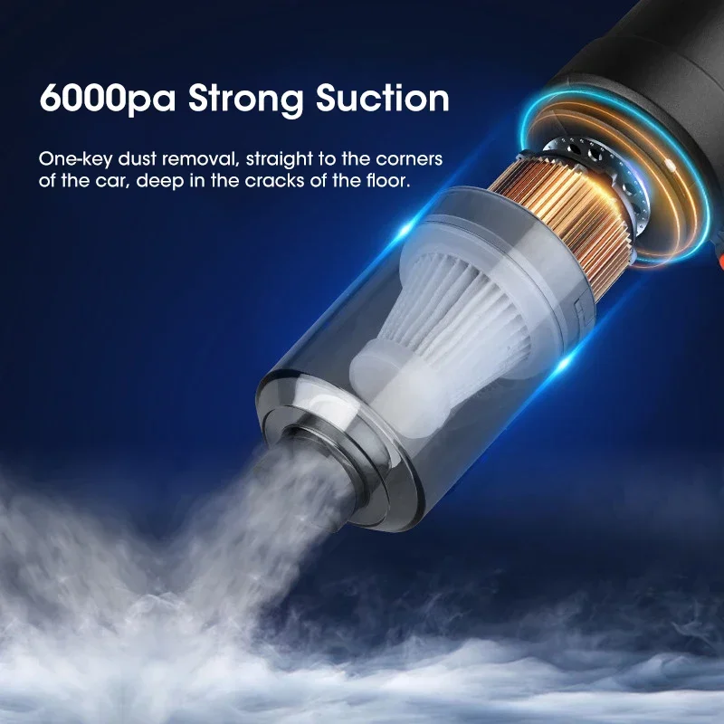 Wireless Vacuum Cleaner Convenient Car Vacuum Cleaner 6000PA Handheld Vacuum Cleaner USB Car Home Hair Pet Office Vacuum Cleaner 2