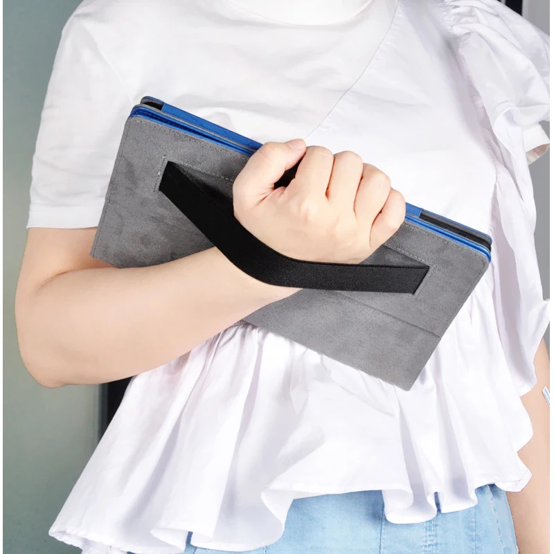 Floral Print PU Leather Tablet Cover with Hand Holder Grip