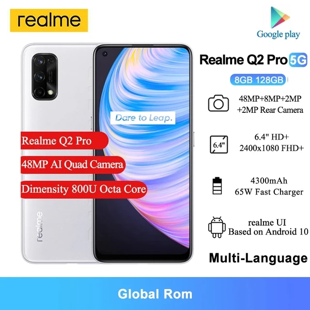 Realme Q2 Pro 5G Smartphone 6.4''  Dimensity 800U Octa Core 4300mAh 65W Fast Charger 48MP AI Quad Camera Mobile Phone 1
