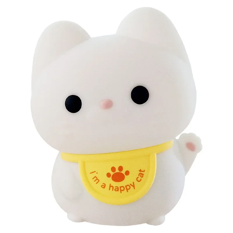 Lucky Cat Night Light USB Charging Timer LED Silicone Tapping Light Children's Bedside Warm and Healing lamps